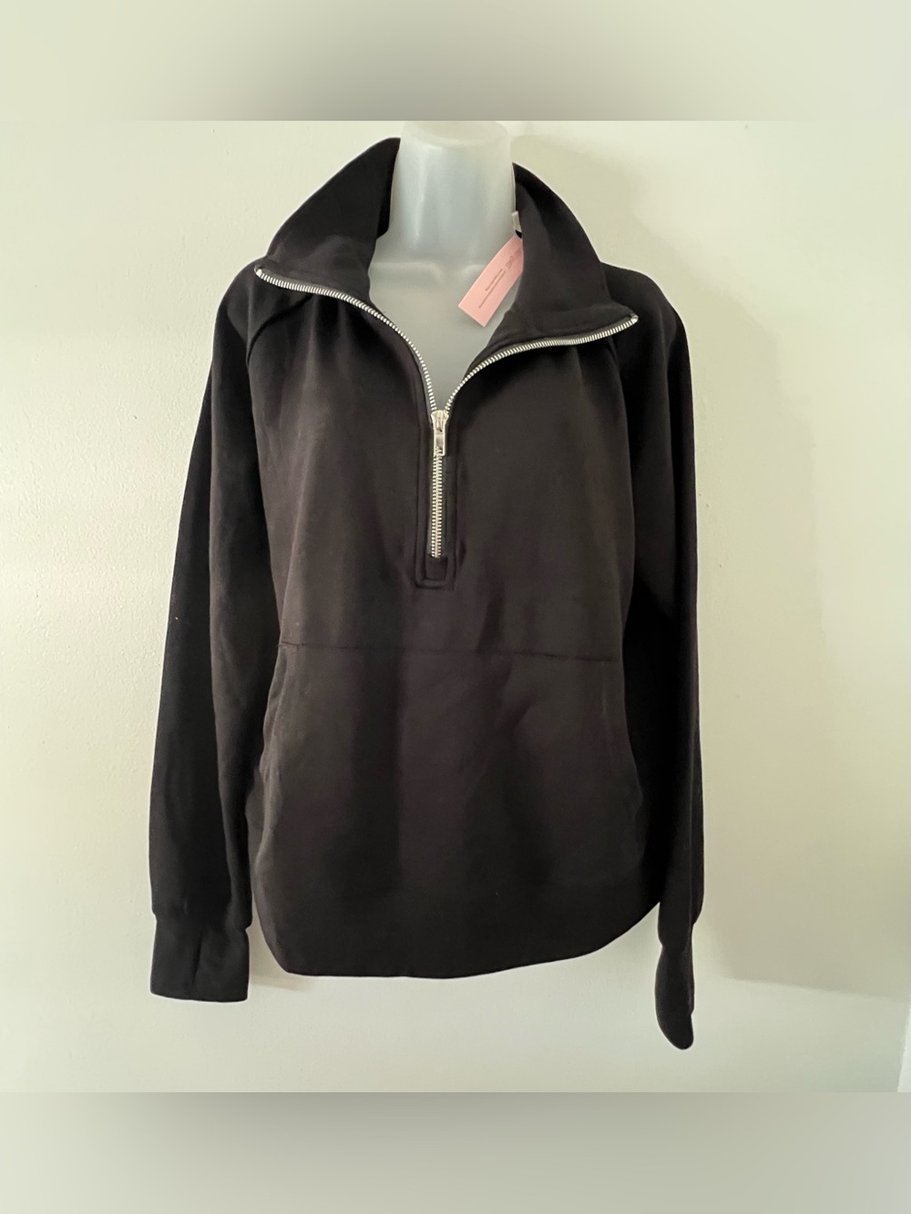 Women's Black Half-Zip Cowl Neck Pullover Sweater